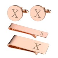 BodyJ4You 4PC Cufflinks Tie Bar Money Clip Button Shirt Personalized Initials Letter X Gift Set