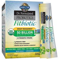Garden of Life Dr. Formulated Probiotics Fitbiotic Weight Management Powder 50 Billion CFU & Prebiotic Fiber, Digestive Gut Health Probiotic Supplement, 20 Single Serving Packets *Packaging May Vary*