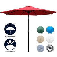 Sunnyglade 9' Patio Umbrella Outdoor Table Umbrella with 8 Sturdy Ribs (Red)