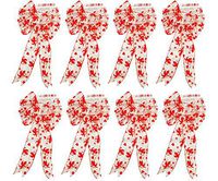 8 Valentines White Wired Satin Bows with Red Cupid Design!