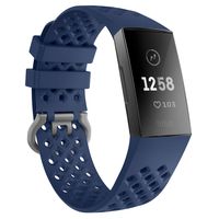 TiMOVO Band Compatible for Fitbit Charge 3, Perforated Soft Silicone Adjustable Replacement Band Fit Fitbit Charge 3 Smart Watch - Navy Blue