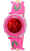 Kids Watch for Boys Girls Flowers Leaves 3D Cute Cartoon Toddler Watch Digital Silicone Band Alarm Stopwatch Digital Child Wristwatch 50M Waterproof Pink