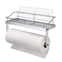 XGao Shower Caddy Bathroom Basket Shelf with Paper Roll Holder Towel Hanger Bar Adhesive Shelves Storage Organizer Kitchen Rack Wall Mount Stainless Steel Racks for Toilet Hotel Dorm House (Silver)