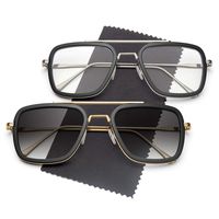 Gaoye 2 Pack Retro Aviator Square Blue Light Blocking Computer Glasses/Sunglasses Goggle Gradient Flat Lens Hero - GY5011