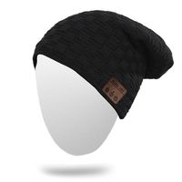 Onedayshop Wireless Knitted Beanie Built-in Stereo Speaker for Listening Music Hands Free Call Answer Hat (black2)