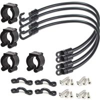 Gimiton 12" Kayak Rod Tamer Straps Holder, 4Pc Boat Fishing Rod Tamer Strap + 4Pc Kayak Paddle Clip, Deck Mount Connector for Boat & Marine Fishing丨Total 8Pcs