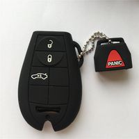 Ezzy Auto New Black Prective Fob Skin Key Silicone Case Cover Chains Bag Key Jacket for Dodge Chrysler Magnum Charger Buttons (IYZ-C01C)