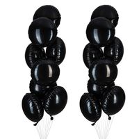 Black Foil Balloon Round Shaped Mylar Helium Balloons Graduation Party Balloons Black and White Themed Party Decorations, 18 Inches, Pack of 20