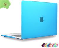 MacBook Pro 15 inch Case 2019 2018 2017 2016 Release, UESWILL Smooth Matte Hard Case for MacBook Pro 15" with Touch Bar/Touch ID (Model: A1990/ A1707) + Microfibre Cleaning Cloth, Aqua Blue