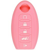 qualitykeylessplus Pink Rubber Case Silicone Protective Cover for Nissan 5 Button Remotes with Free KEYTAG