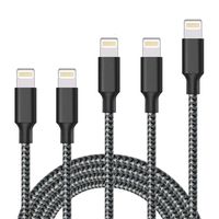 iPhone Charger Cable, MFi Certified Cables 5Pack 2x3FT 2x6FT 10FT to USB Syncing Data and Nylon Braided Cord Charger for iPhone Xs/Max/XR/X/8/8Plus/7/7Plus/6S/6S Plus/SE/iPad and More (Black)