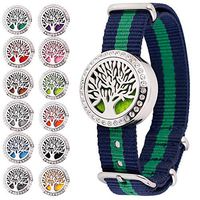 RoyAroma Aromatherapy Essential Oil Diffuser Bracelet, Stainless Steel Locket Bracelet Fabric Wristband with 12 Colors Refill Pads