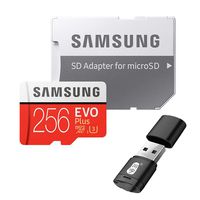 100% Original Samsung Evo Plus Class 10 Micro SD Card Flash TF Microsd Memory Card 256GB with Adapter and Card Reader