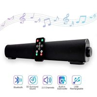 Sound bar, Soundbar Portable Wireless Bluetooth and Dual Bass Ports Wired for Home Theater Surround Sound with Built-in Subwoofers for TV/PC/Phones/Tablets (16.9 Inch, Remote Control)