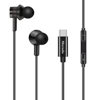 USB C Earphone, Mxcudu Upgraded Wired in-Ear Hi-Fi with Mic Stereo Bass Noise Canceling Earphone Compatible with Google Pixel 4/4XL/3/3XL, OnePlus 6T/7Pro, Samsung Galaxy Note10/10+ and More(Black)