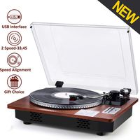 Record Player Turntable Professional Full-sized Wireless Receiver and Transmitter Automatic Vinyl Records Wireless Belt-Drive Stereo Record Player Vinyl-to-MP3 Encoding USB Player