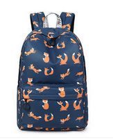 Teecho Waterproof Classical School Backpack for Teenagers Casual Daypack for Women Blue Fox