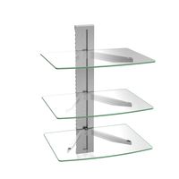 WALI CS303S Floating Wall Mounted Shelf with Transparent Strengthened Tempered Glass for DVD Players,Cable Boxes, Games Consoles, TV Accessories 3 Shelf, Silver