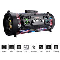 MAYouth Wireless Bluetooth Waterproof Portable High-Power 15W Music Barrel Speaker for Outdoor (Graffiti)