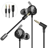 Gaming Earbuds, GGMM Gaming Headphones with Detachable Dual Mic Volume Control Wired in-Ear Headphones with 3.5mm Jack for Mobile Gaming
