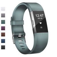 Wekin Replacement Bands Compatible with Fitbit Charge 2, Adjustable Silicone Sport Accessory Wristband Straps for Charge 2 HR Fitness Tracker Small Large Women Men