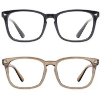 TIJN 2 Pack Blue Light Blocking Glasses Bundled Square Nerd Computer Glasses Anti Blue Ray/Eyestrain