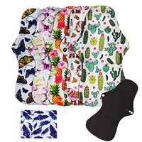 6Pcs Resuable Waterproof Menstrual Pad Sets Including 5Pcs Heavy Flow Menstrual Pads Mama Cloth Sanitary Napkins + 1Pc Mini Wet Bag
