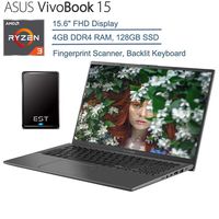2020 ASUS VivoBook 15 15.6" FHD Laptop Computer, AMD Ryzen 3 3200U (Beats i5-7200U) Up to 3.5GHz Processor, 4GB DDR4, 128GB SSD, AC WiFi, Windows 10 + EST 320GB External Hard Drive