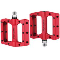 Puroma Mountain Bike Pedal Nylon Fiber Non-Slip 9/16 Inch Bicycle Platform Flat Pedals for Road Mountain BMX MTB Bike (Red)