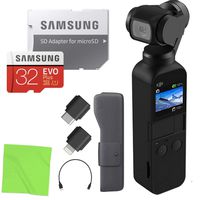 DJI Osmo Pocket Handheld 3 Axis Gimbal Stabilizer with Integrated Camera, Attachable to Smartphone, Android (USB-C), iPhone with Bonus MicroSD Memory Card