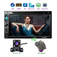 Hikity Double Din Car Stereo DVD Player 6.2 Inch High-definition Touch Screen Radio Bluetooth FM Radio Receiver with CD/USB/AUX-in/SD card Port Support Android Phone Mirror Link + Backup Camera & Stee