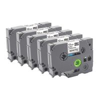 5-Pack Replace Brother P Touch TZ TZe 12mm 0.47 Inch, TZ231 TZe231 TZe-231 Black on White Laminated Tape,Work with Brother P-Touch PT-D200 PTD600 PT1290 Label Maker,12mm x 8m (1/2 Inch x 26.2 Feet)