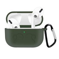 QIENGO Compatible for Airpods Pro Silicone Case Cover with Keychain, Visible Front LED, Scratchproof&Shockproof Protective Cover Compatible for Airpod Pro/Airpods 3(Dark Green)