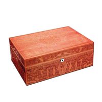 LUBINSKI Cigar Humidor Humidifier Cigar Box Luxury Egyptian Culture Carving Pattern Spanish Cedar Interior