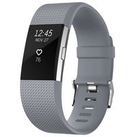 SKYLET for Fitbit Charge 2 Bands, Replacement Bands for Fitbit Charge 2 Bracelet Solid Colors with Secure Watch Clasp (No Tracker) [Large, Gray]