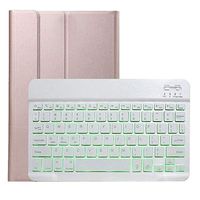 CreazyBee Removable Backlit Wireless BT Keyboard Leather Case Cover with Pencil Holder Compatible with iPad 10.2" 2019 7th Generation (Rose Gold, Keyboard with Color Backlight)