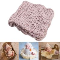 Baby Photography Props Basket Braid Wool Wrap Newborn Photo Shoot Baskets Filler Posing Stuffer Background Blanket (Light Pink)