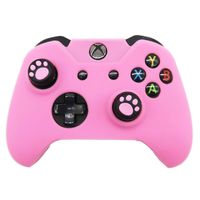 Xbox One Controller Skin Pink, BRHE Anti-Slip Silicone Cover Protector Case Accessories Set for Microsoft Xbox 1 Wireless/Wired Gamepad Joystick with 2 Cat Paw Thumb Grips Caps (Pink)