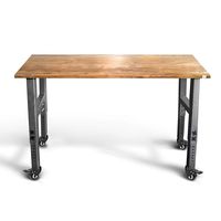 Mobile Garage Workbench w/Casters | 48" Acacia Hardwood Top | Adjustable Height Legs | Great Office Workshop Tool Bench