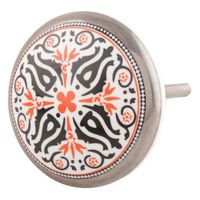 IndianShelf Handmade 2 Piece Ceramic Orange Floral Flat Artistic Rust Free Decorative Knobs Cabinets Drawer Pulls Furniture Handles