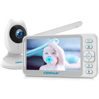 Campark Baby Monitor 4.3 inch Split Screen Video Baby Monitor with Camera and Audio, Smart Night Vision, Room Temperature, Two-Way Talk, 8 Lullabies and High Capacity Battery