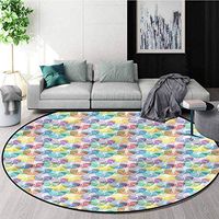 RUGSMAT Paint Super Soft Circle Rugs for Girls,Rotating Curved Lines Circles Home Decor Foor Carpet Round-59