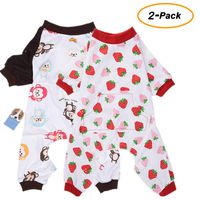 Amakunft 2-Pack Dog Clothes Dogs Cats Onesie Soft Dog Pajamas Cotton Puppy Rompers Pet Jumpsuits Cozy Bodysuits for Small Dogs and Cats