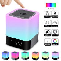 Alarm Clock Bluetooth Speaker Night Light Bluetooth Speaker,Touch Sensor Bedside Lamp,Dimmable Warm Light & Color Changing RGB LED Table Lamp MP3 Music Player for Kids,Bedroom,Camping (Newest Version)