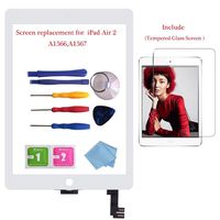 for iPad Air 2 Glass Touch Screen Digitizer Replacement Kit White A1566,A1567 with Screen Protector, Instruction Manual，and Repair Toolkit