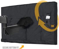 Outdoor TV Cover 55 - 58 Inch LED Flatscreen TV With Bottom Cover | Weatherproof and Dust-Proof Material | Universal Wall Mount Wall Bracket and Stand Compatible | Heavy Duty Smart TV Remote Cover