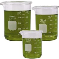 Corning Pyrex #1003, Heavy Duty, Glass Beaker Set, Griffin Low Form - 3 Sizes - 250, 400, and 600ml