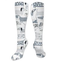 JXZIZI Compression Socks for Nurse Women & Men,Marathon Knee-High Designs,Running,Flight,Travels,Athletic Sports,Weiner Dog