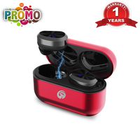 Wireless Earbuds, WOWOGO Bluetooth 5.0 True Wireless Headphone, 3D Stereo Sound Bluetooth Headset with Built-in Microphone, Easy-Pair Noise Cancelling Headphones with Charging Ca (Red)