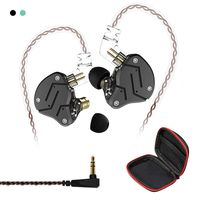 Andiker KZ ZSN-C Quad Driver Earphones DD+BA Hybrid Technology Electronic Crossover Wired Headset, Detachable Cable Heavy Bass Stereo in-Ear Earbuds with Storage Box (ZSN-C No mic, Black)